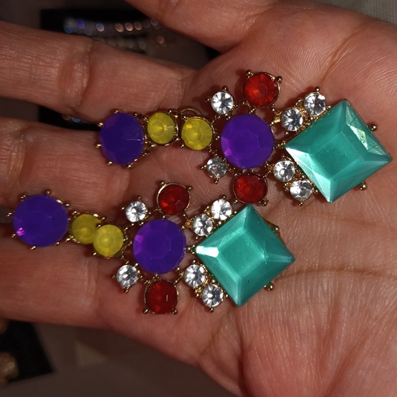 Multicolored festive SUGARFIX By Baublebar rhinestone dangle earrings - Picture 3 of 3